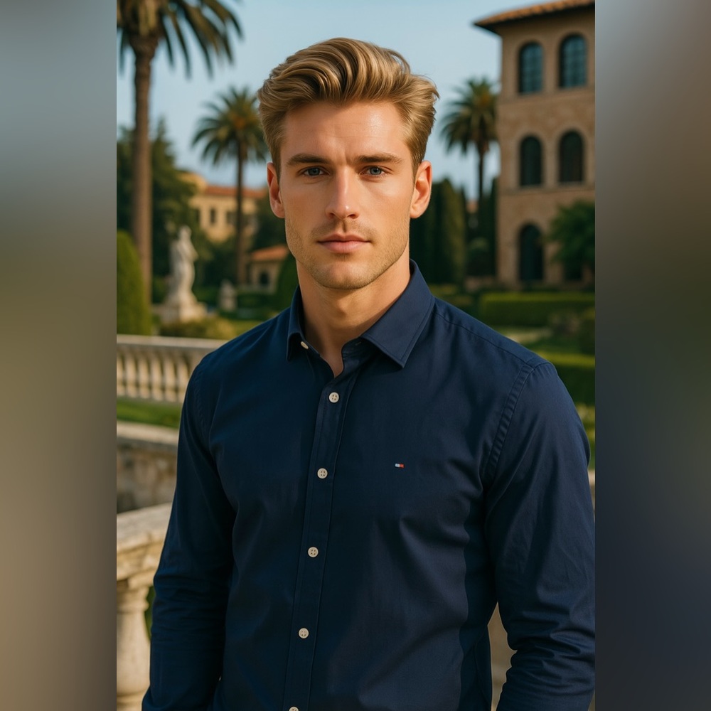 Tommy Hilfiger Men's Dark Blue Dress Shirt